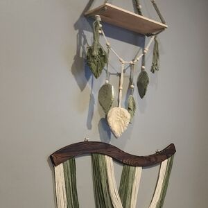 Handcrafted Green and Cream Wall Hanging